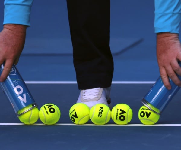 tennis balls on court