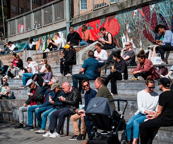 people outside in stockholm, sweden 