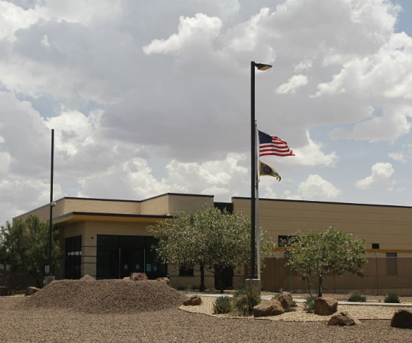 exterior of one of the migrant facilities