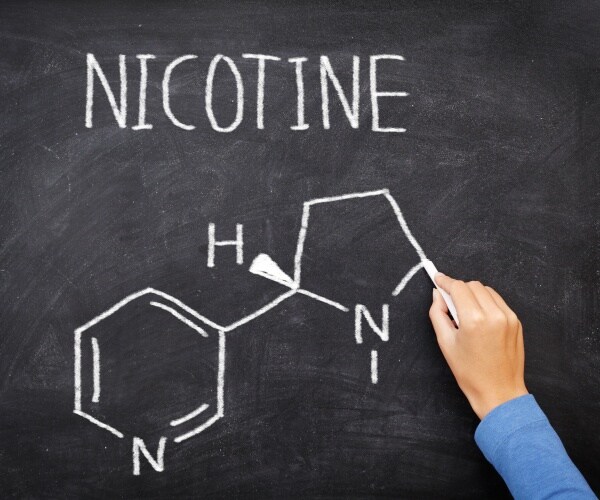 chemical structure of nicotine on blackboard