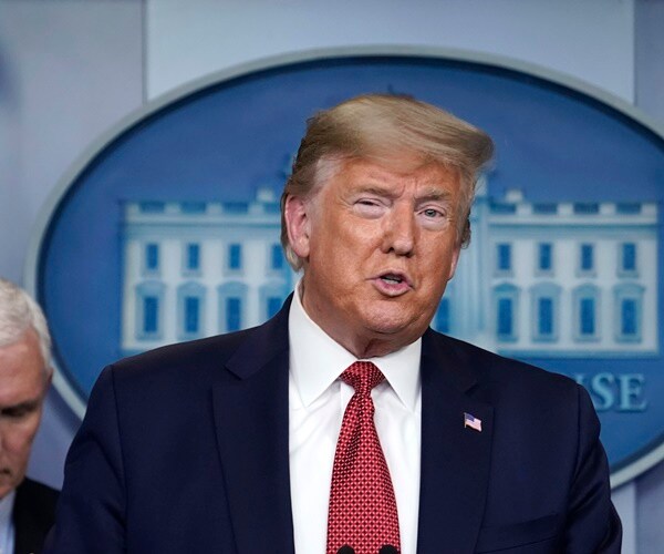 president trump speaks during a press briefing.