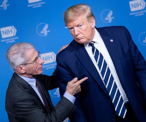 dr anthony fauci of the nih and us president donald trump 