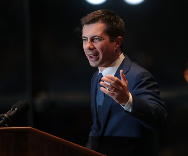 pete buttigieg speaks at an event