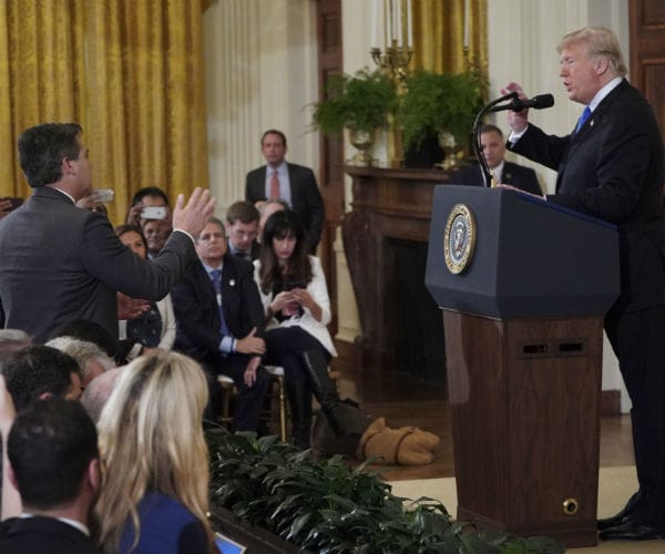 president donald trump addresses the media during a press conference 