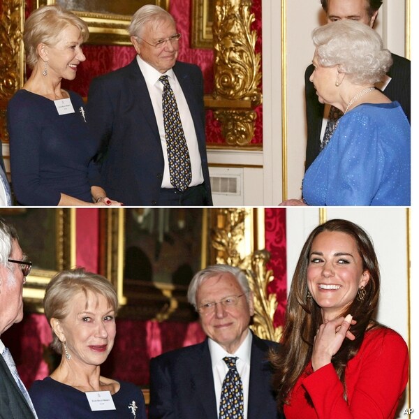 Helen Mirren Meets Queen, Kate Middleton at Buckingham Palace