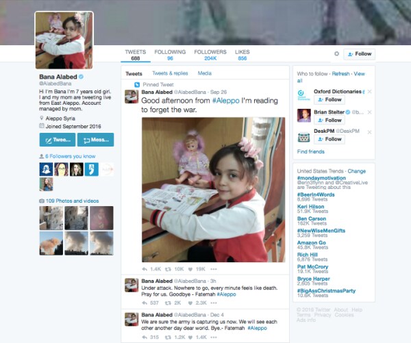 Bana Alabed, 7-Year-Old Girl Tweeting From Aleppo, Goes Silent