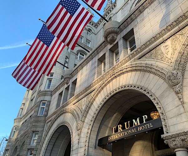 the trump international hotel dons american flags in washington, dee see