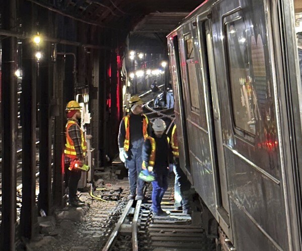 New York City subway train derailed