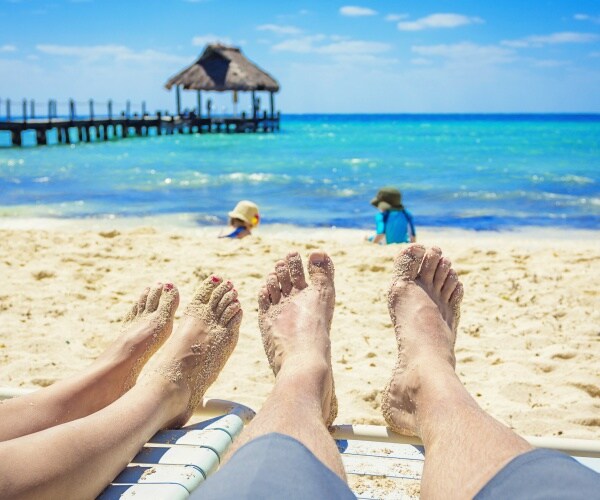 couple on vacation on beach