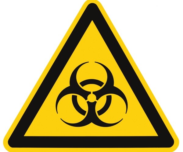 biological threat yellow warning sign