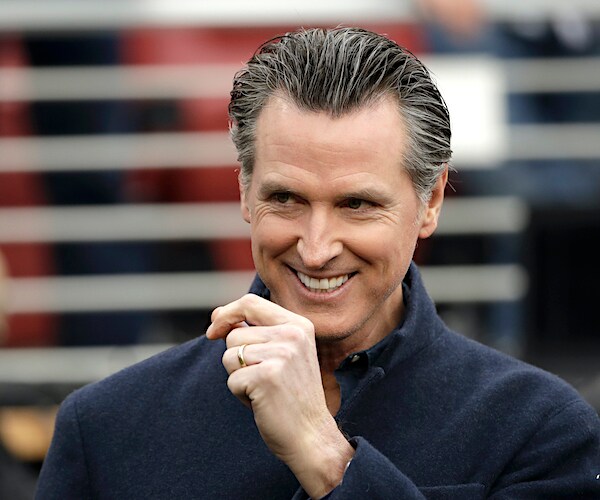 gavin newsom gives a wry smile