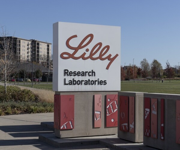 Eli Lilly Research Laboratories sign outside of the building