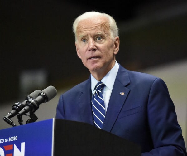 former vice president joe biden is shown at a campaign event