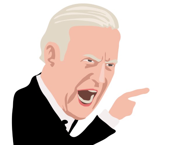 a cartoon of biden pointing and yelling