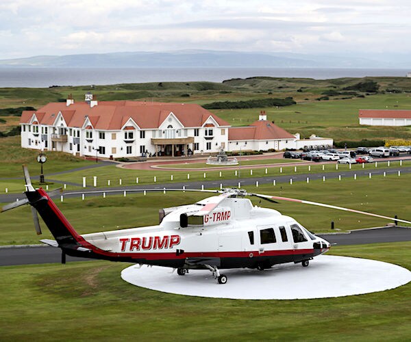 A Trump helicopter landed at the Trump Turnberry golf resort in Scotland