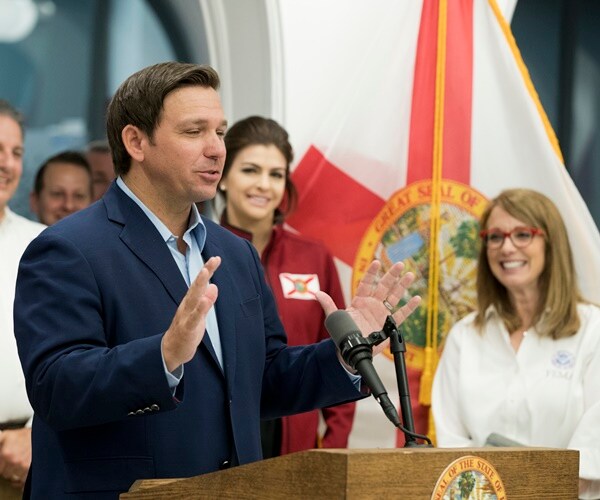 Florida Gov. Ron DeSantis speaks at the Panama City City Hall on Thursday