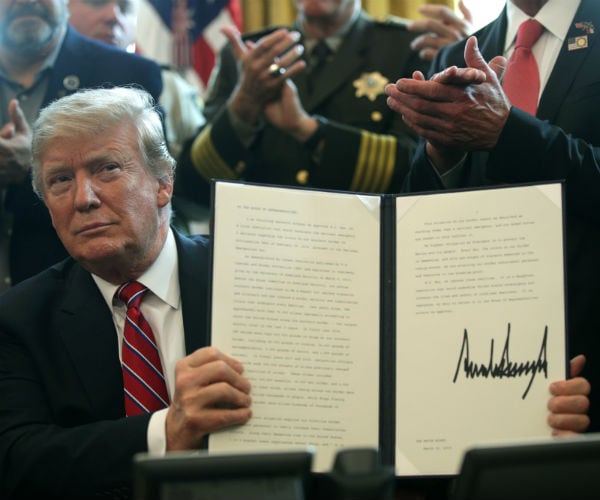 trump shows his first veto