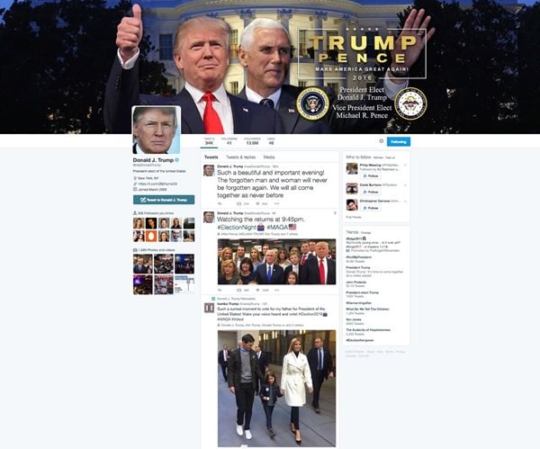 Trump Sends First Tweet as President-Elect