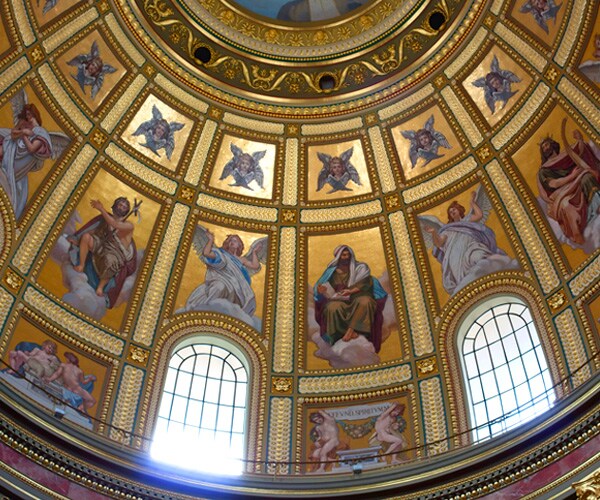 interior of dome of a catholic church or cathedral 