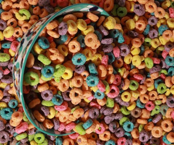 fruit loops in a bowl