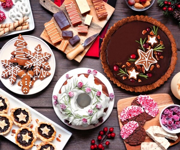 table with holiday desserts