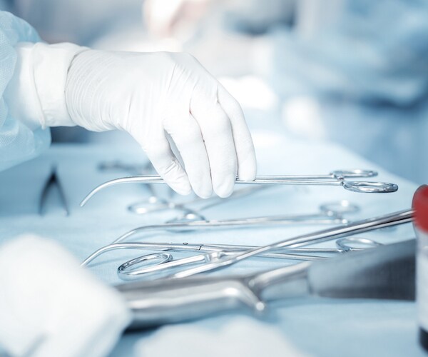 clean surgical instruments on a table