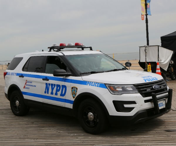 nypd providing security on coney island in new york