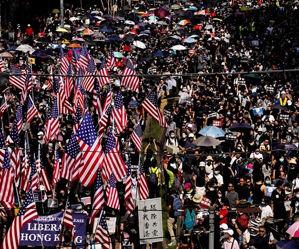 Violence Flares After Protest March in Downtown Hong Kong