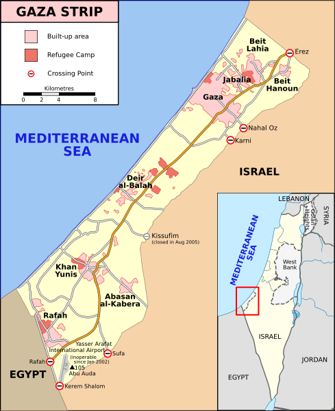 Map of Israel, Gaza Strip