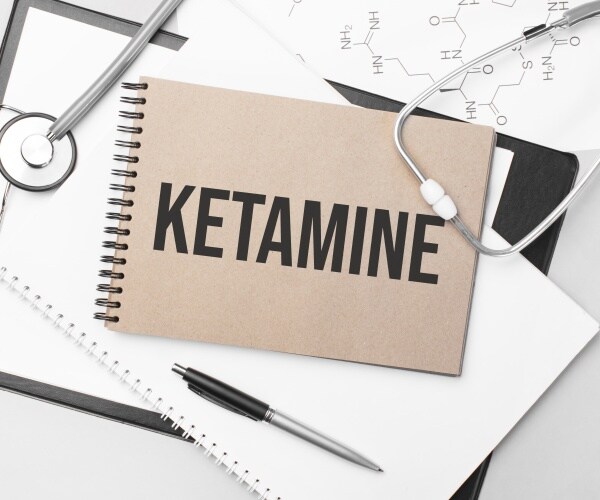 'Ketamine' on a book, stethoscope, 