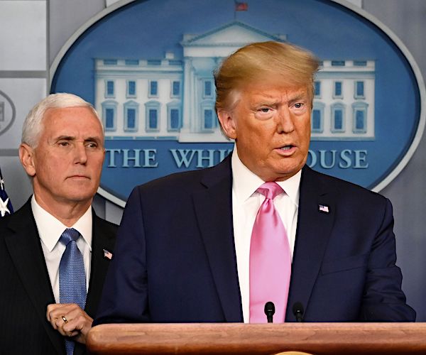 President Donald Trump speaks during a white house press briefing