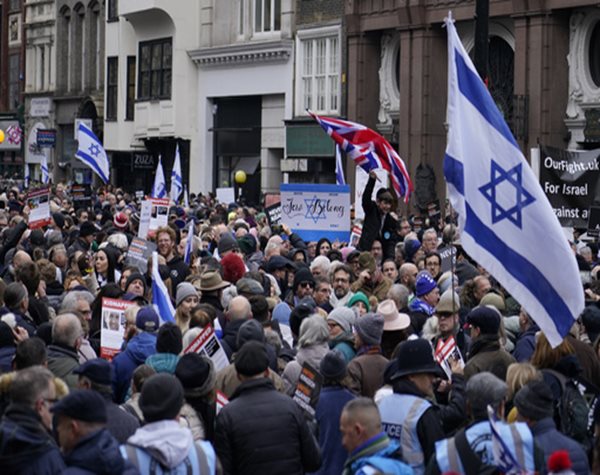 Former UK Leader Boris Johnson Joins a March against Antisemitism in London