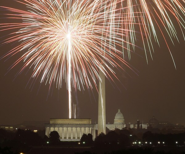 Fireworks light up the sky over the National Mall in Washington, D.C.