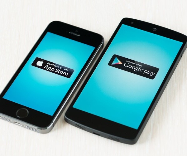 iphone and android phone show app stores