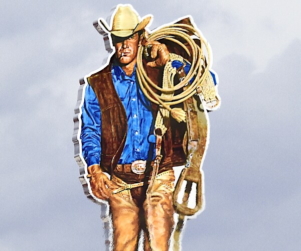 A Marlboro Man figure pictured on the rooftop of the cigarette manufacturer Philip Morris