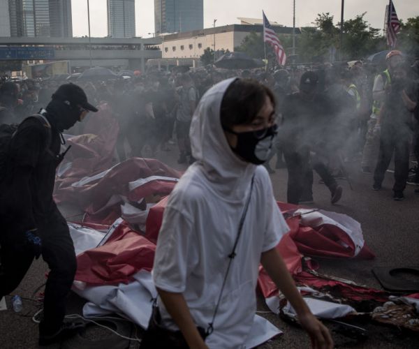 Hong Kong Protesters Set Fire to Subway Station