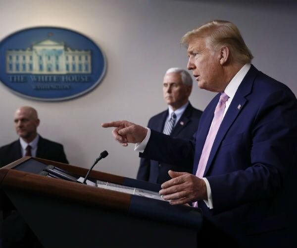 President Donald Trump speaks during a coronavirus task force briefing at the White House,