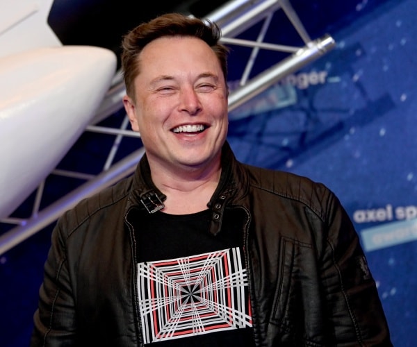 SpaceX owner and Tesla CEO Elon Musk poses on the red carpet.