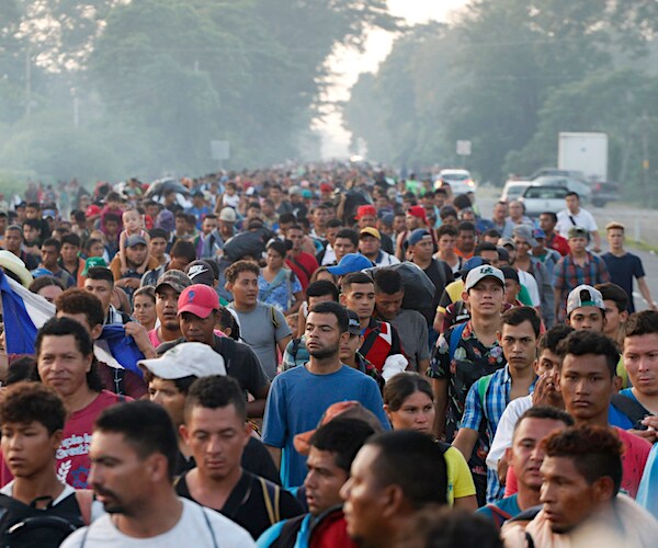 a migrant caravan marches toward the united states border in mexico