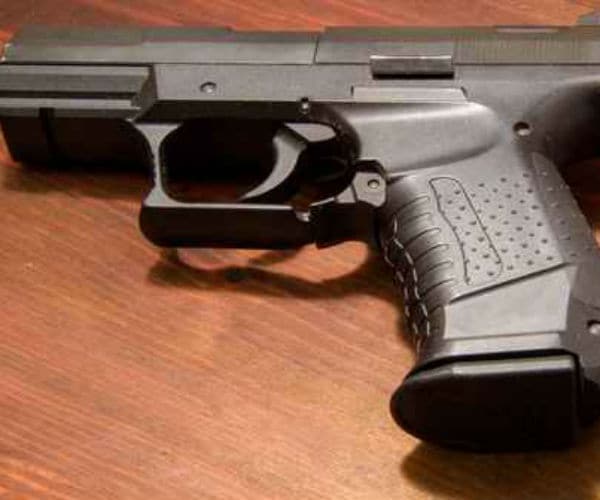 a handgun is shown