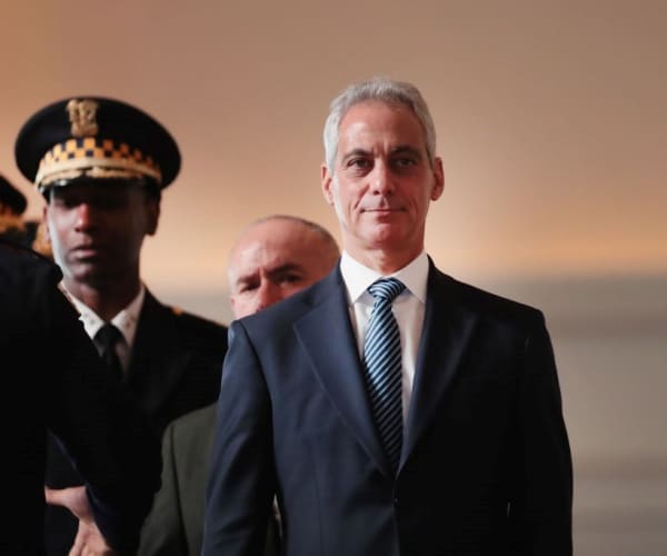 Rahm Emanuel at a police ceremony