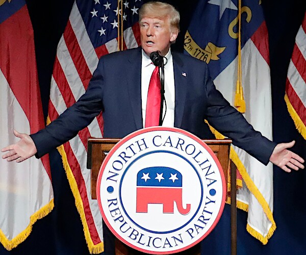 donald trump exults incredulously during a north carolina republican convention speech