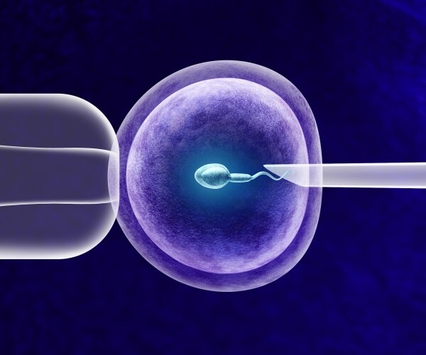 3D illustration of in vitro fertilization