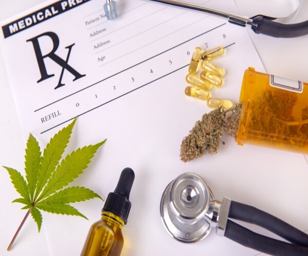 marijuana and cbd products and an Rx pad