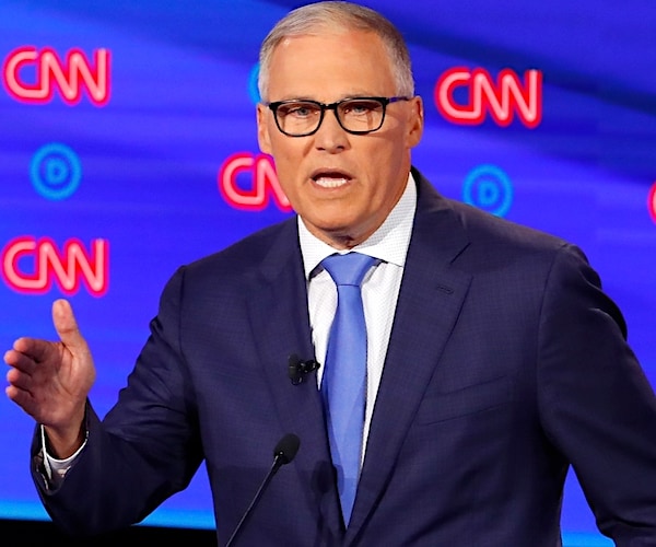 jay inslee speaks during a democratic presidential primary debate