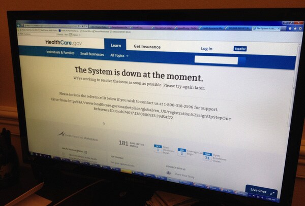 Like Government, Obamacare Website Shuts Down in Disrepair