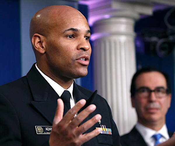 surgeon general jerome adams speaks during a white house daily coronavirus task force briefing