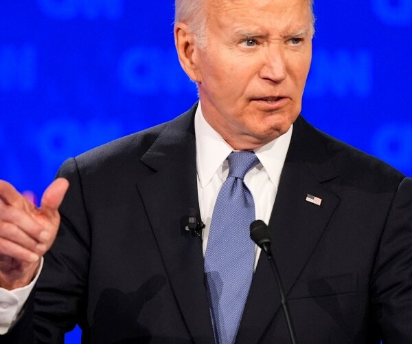 President Joe Biden speaking during the debate