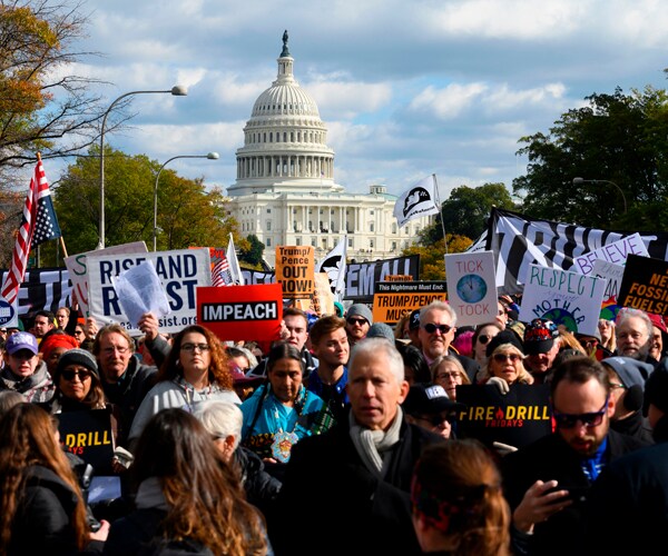 Protesters march near the U.S. Capitol