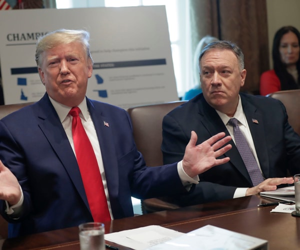 President Donald Trump and Secretary of State Mike Pompeo during a Cabinet meeting in October